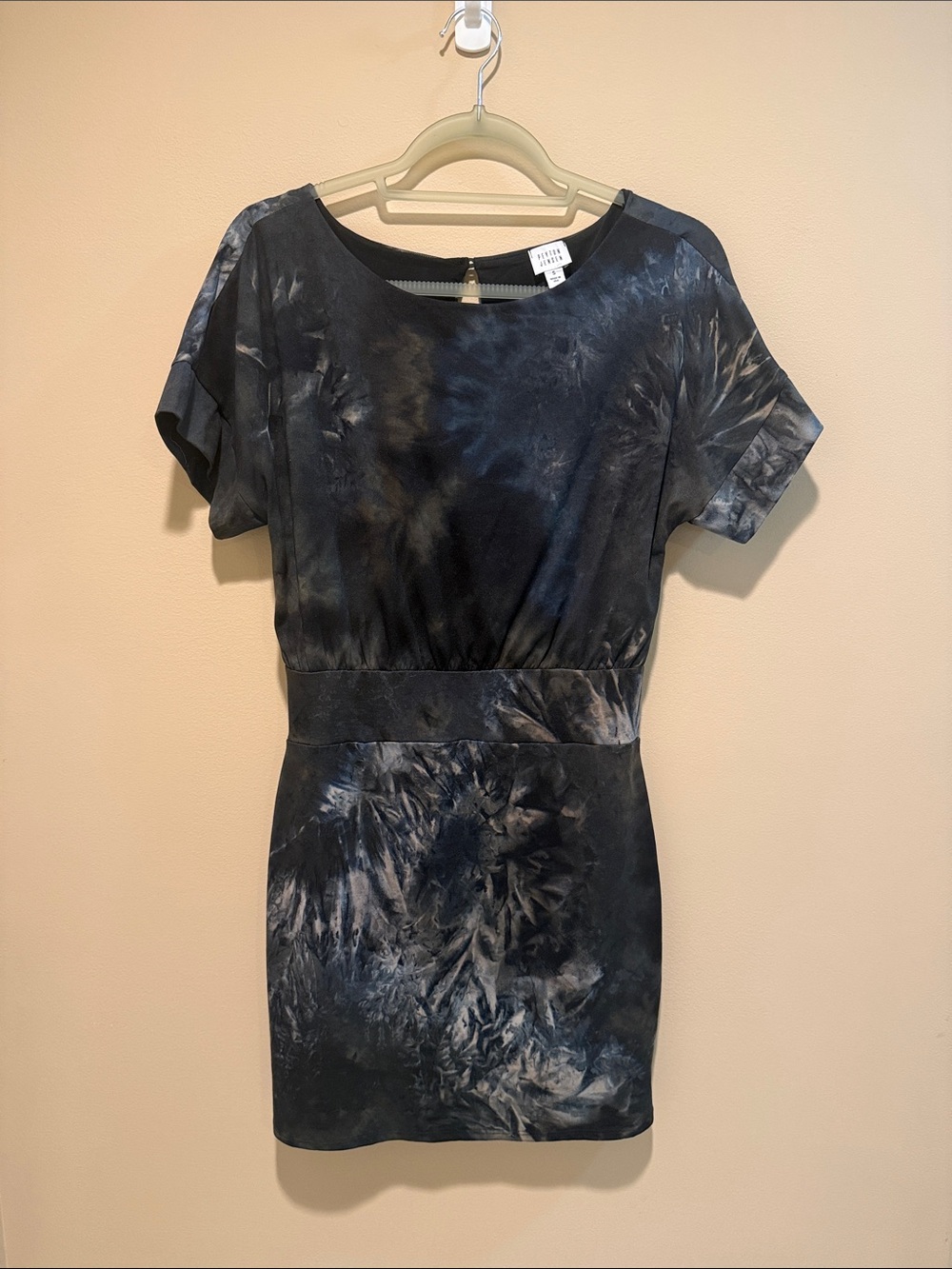 Y2K Grunge Tie-Dye Black Short Sleeve Waist-Defined Dress